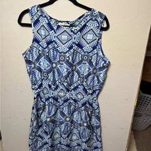 Speed Control Blue and Black Geometric Midi Dress